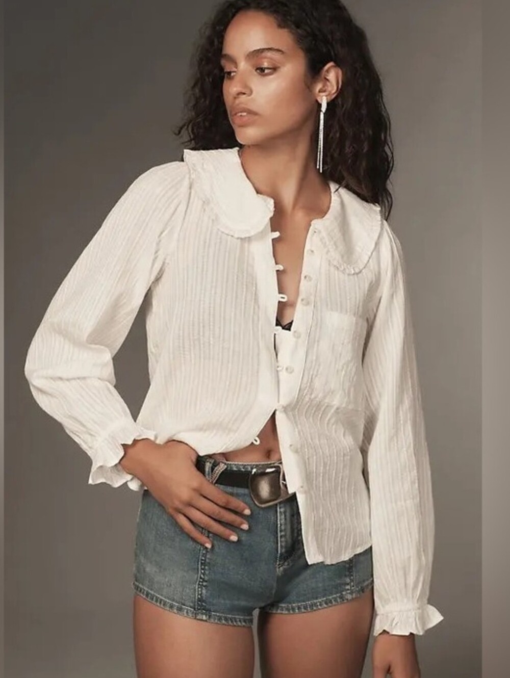 Anthropologie Pilcro The Keira Collared Button-Down Blouse Size L
